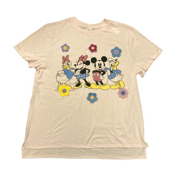 Light Pink - Disney Mickey and Friends Women's Short Sleeve Crochet Character Te - Picture 1 of 2